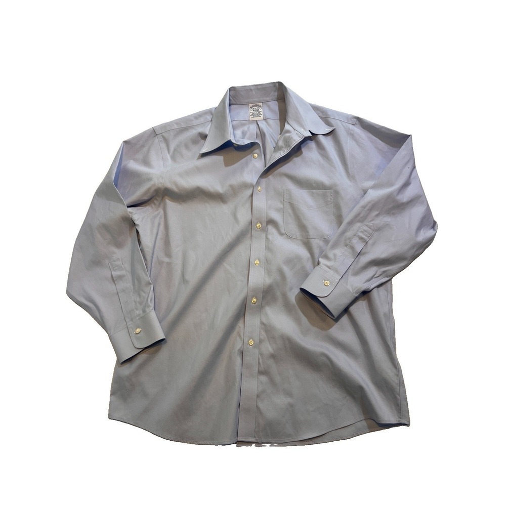 Brooks Brothers Original Polo Oxford Shirt 17 34/35 Slim Non-Iron Blue